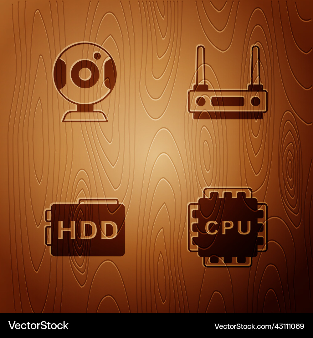Set Prozessor mit cpu web Kamera Festplatte Set Prozessor mit cpu web Kamera Festplatte vektorbild
