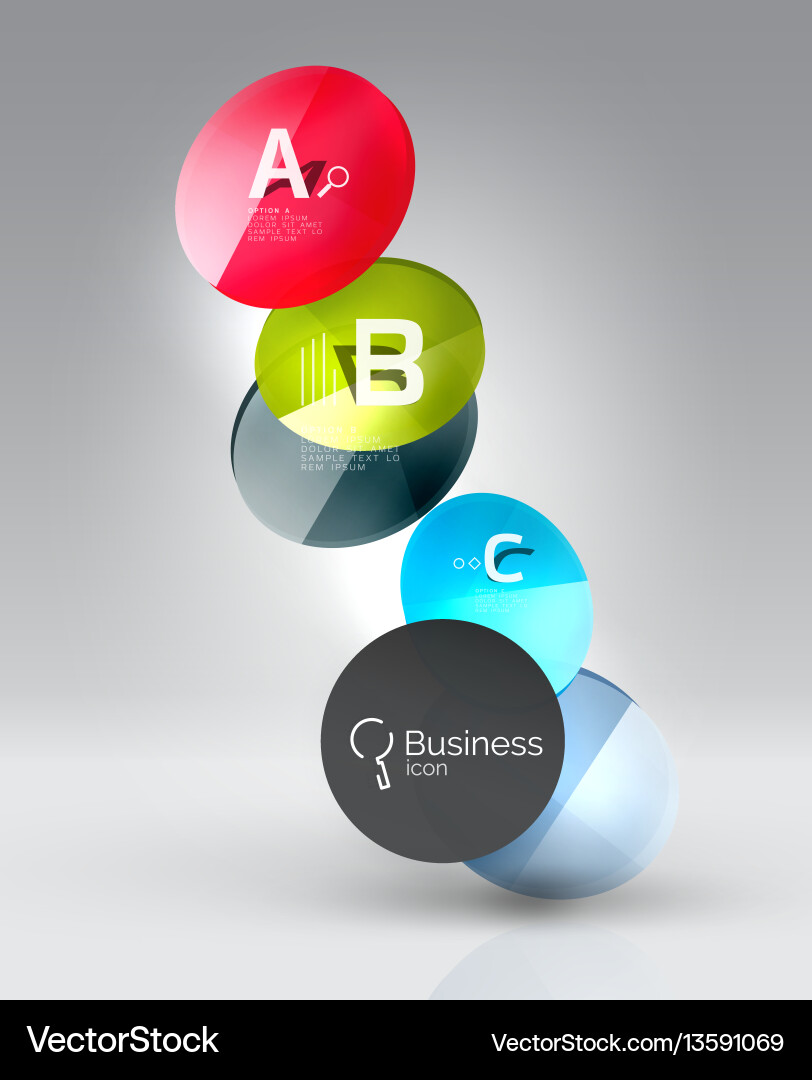 Shiny circles with text in 3d space Shiny circles with text in 3d space vector image