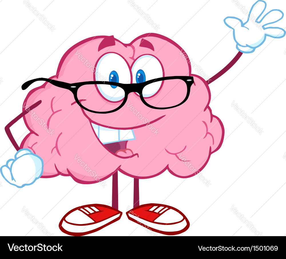 Smiling Brain Character Greeting vector image
