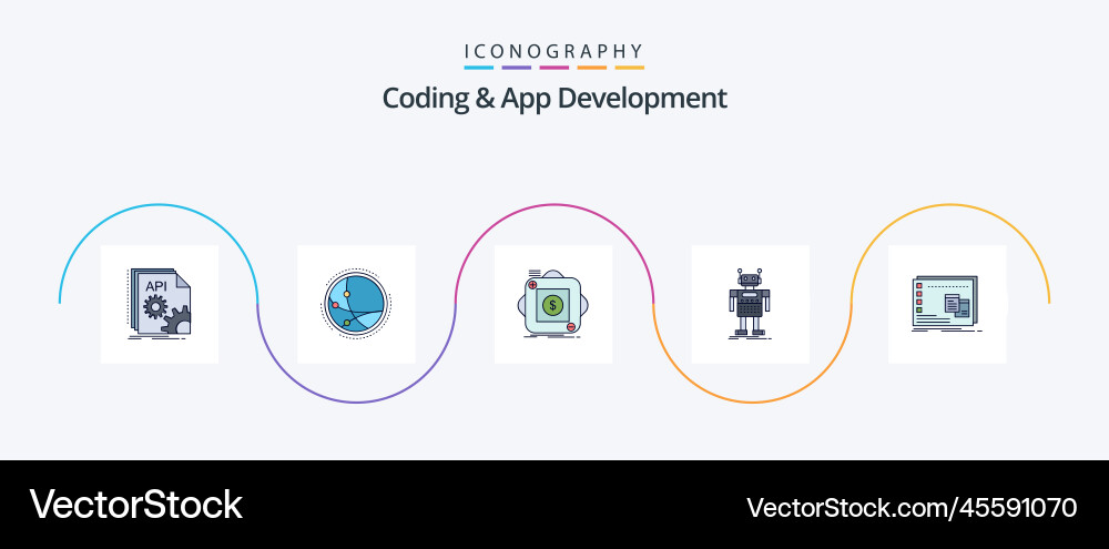 Coding and app development line filled flat 5 Vector Image