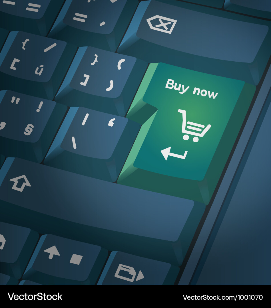 Computer keyboard with shopping key vector image