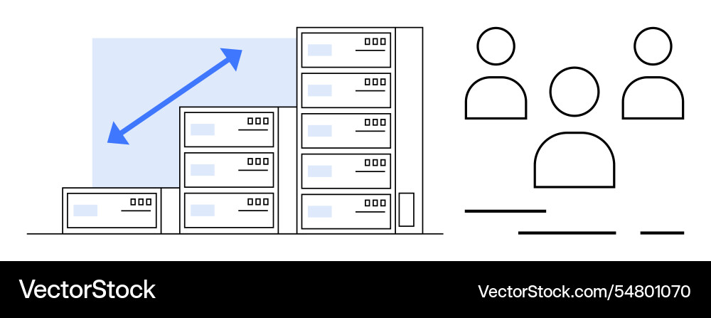 Data storage growth with user management Data storage growth with user management vector image