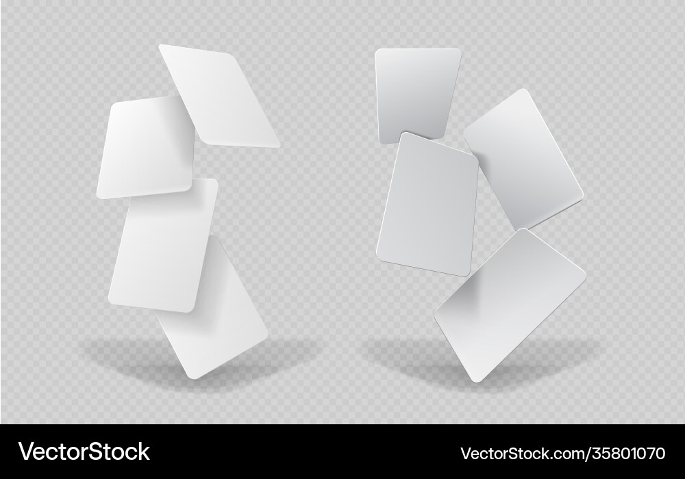 Falling paper cards white business card 3d mock Falling paper cards white business card 3d mock vector image