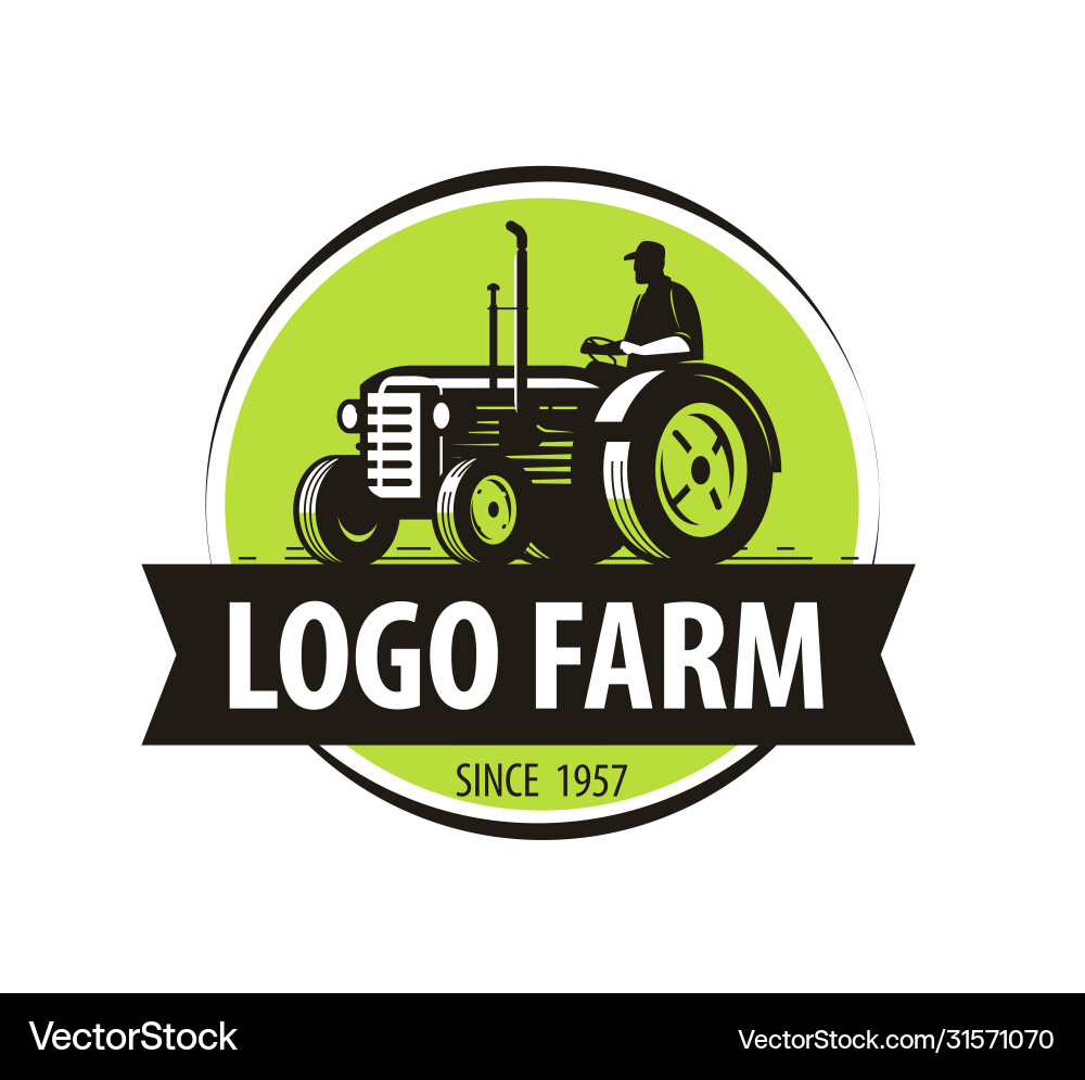 Farm tractor logo agriculture farming Farm tractor logo agriculture farming vector image