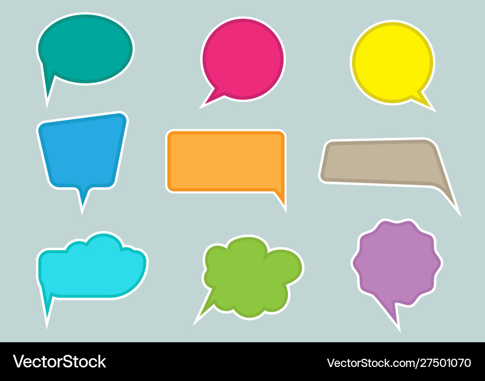Flat design speech bubble set with multiple color vector image