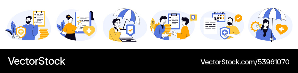 Insurance Concepts with Characters Vector Image
