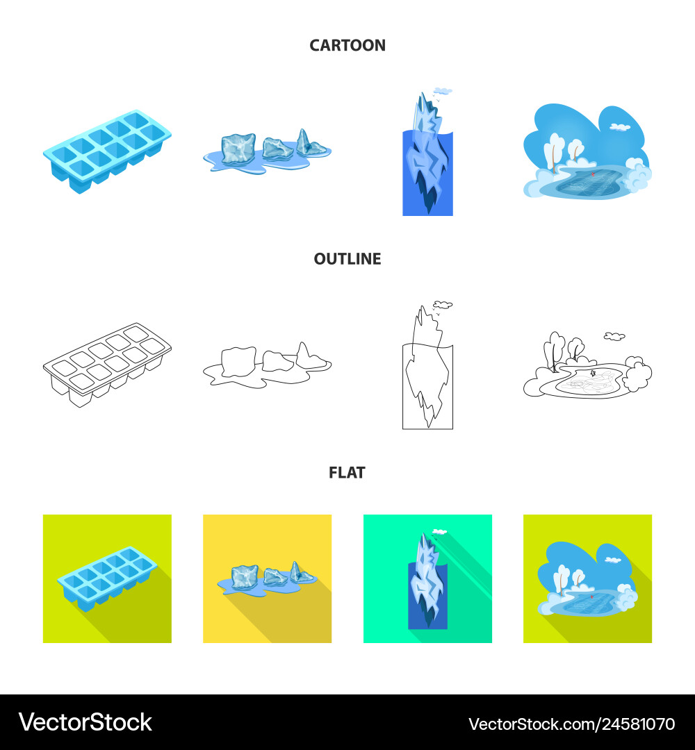 Isolated object of texture and frozen logo set Isolated object of texture and frozen logo set vector image