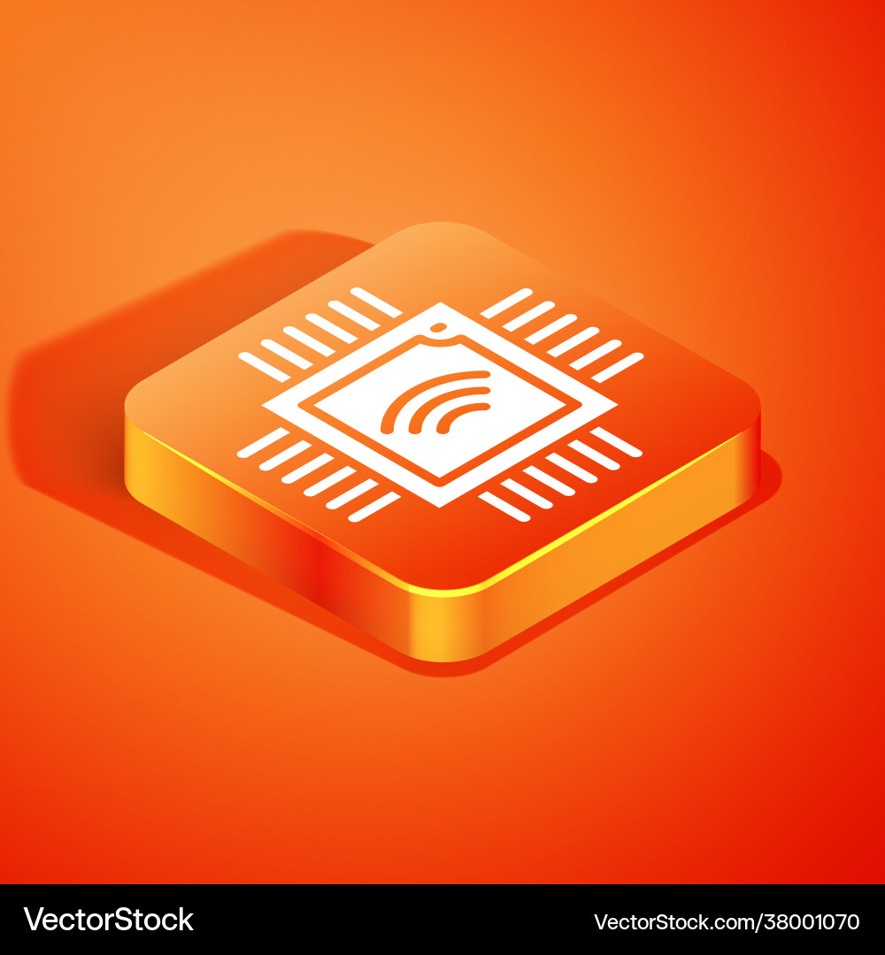 Isometric computer processor with microcircuits Isometric computer processor with microcircuits vector image