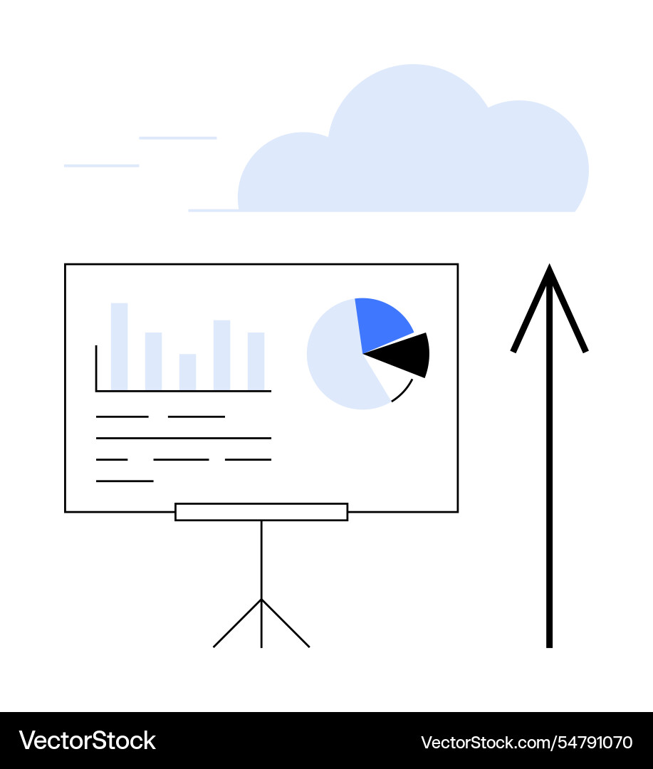 Presentation board with bar graph and pie chart Presentation board with bar graph and pie chart vector image