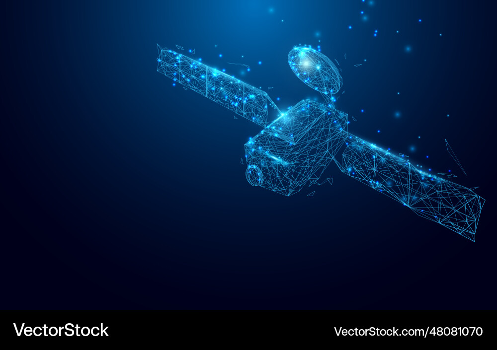 Satellite from lines and triangles point vector image
