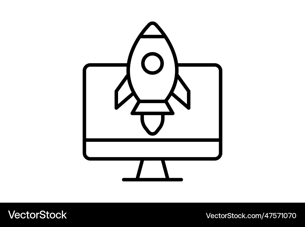 Seo icon rocket start up with computer Vector Image