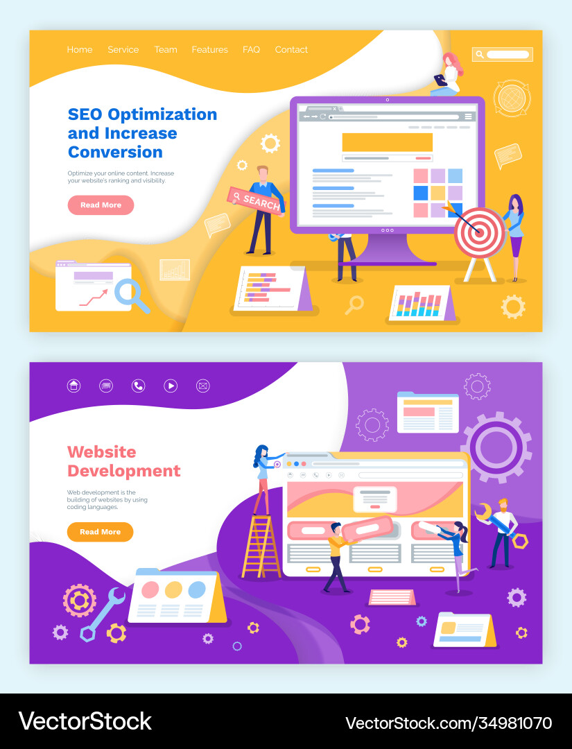 Seo optimization increase conversion website Seo optimization increase conversion website Vector Image