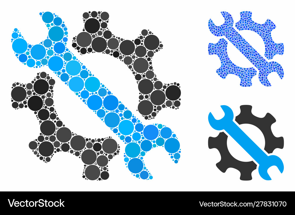 Service tools mosaic icon round dots Service tools mosaic icon round dots vector image