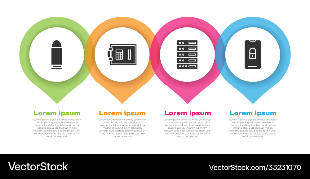 Set bullet safe server data web hosting Set bullet safe server data web hosting vector image