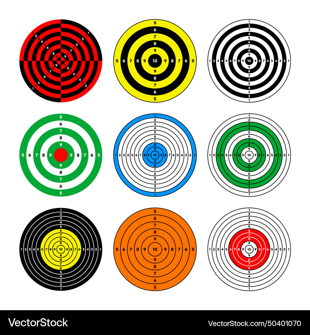 Shooting range paper targets round target Shooting range paper targets round target vector image