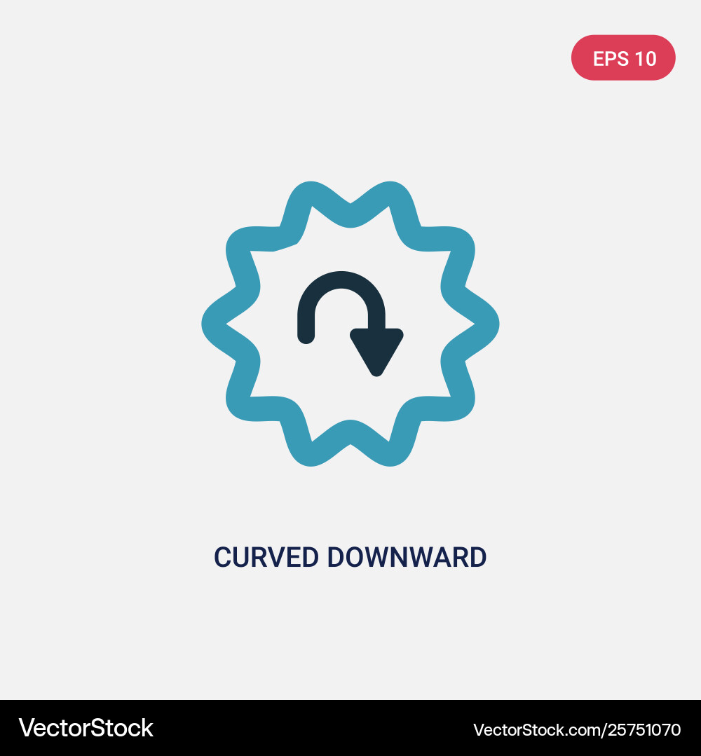 Two color curved downward arrow icon from user Vector Image