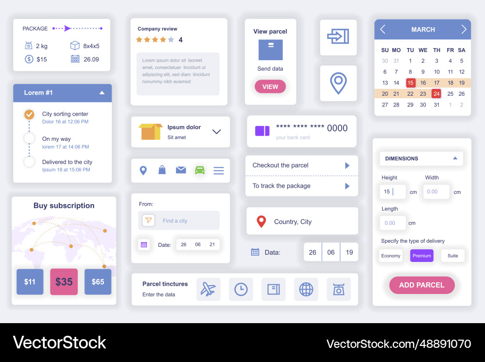 User interface elements set for delivery mobile User interface elements set for delivery mobile vector image