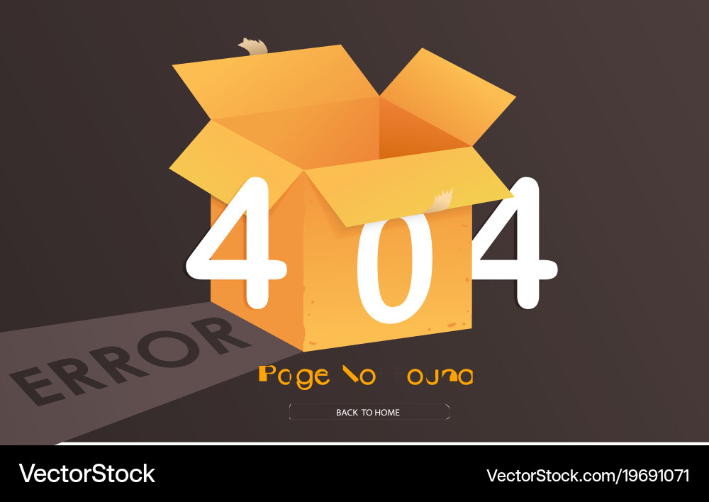 404 box error page not found vector image