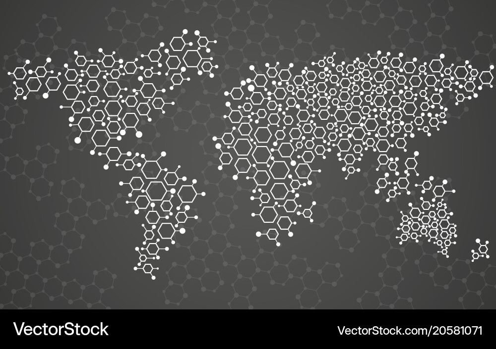 Abstract world map of hexagonal vector image