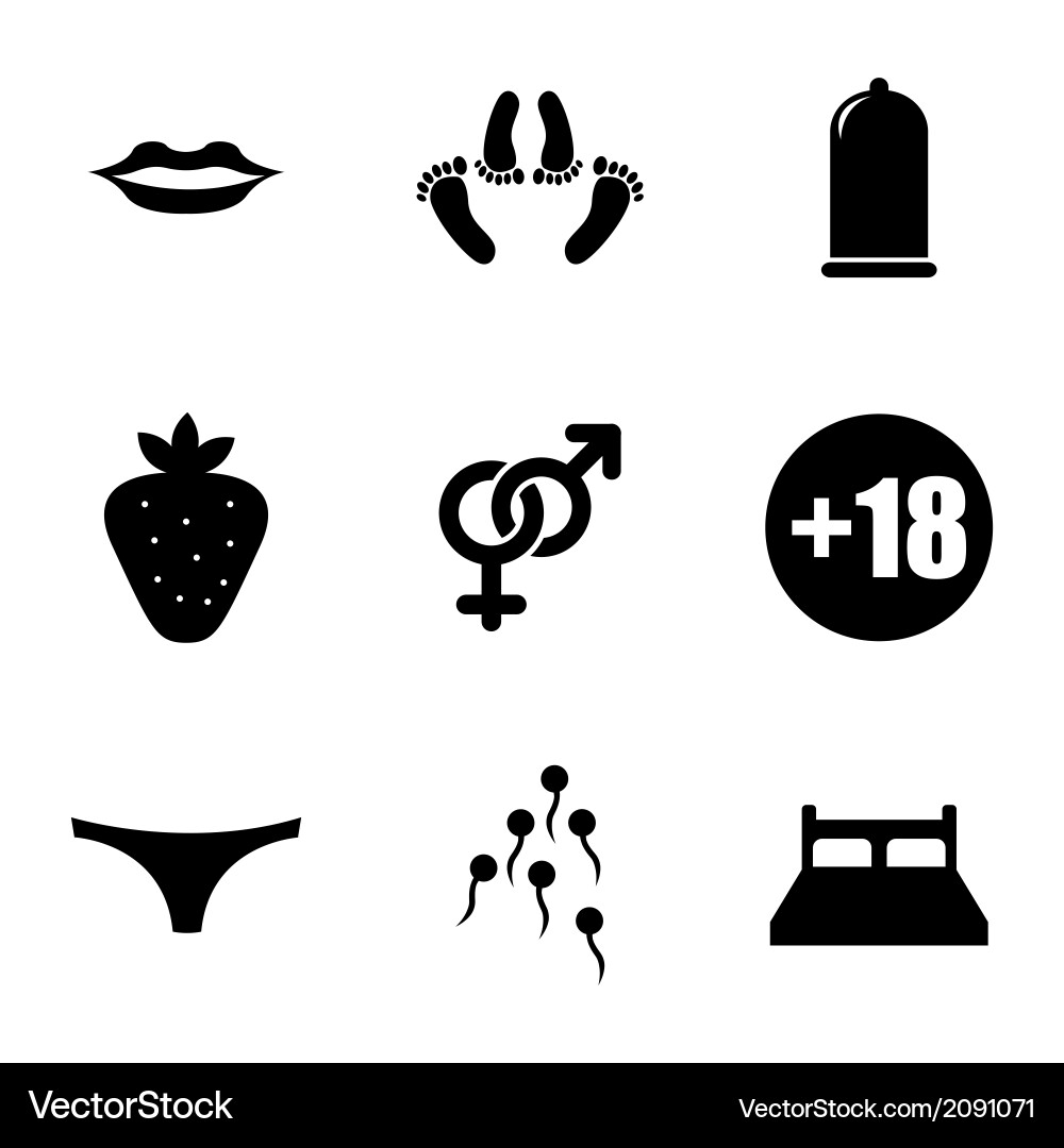 Black sex icons set Royalty Free Vector Image VectorStock