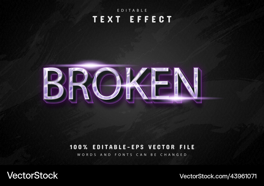 Broken text effect with pattern vector image
