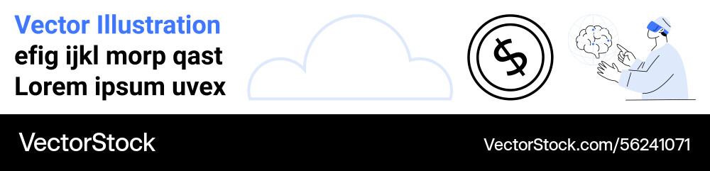 Cloud computing brain concept and currency icon Cloud computing brain concept and currency icon vector image