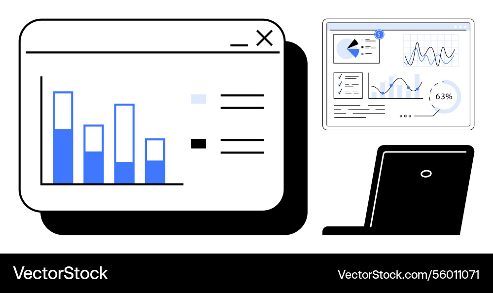 Data analysis with charts graphs and dashboard Data analysis with charts graphs and dashboard vector image
