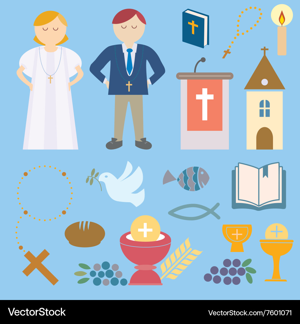 First Communion Celebration Elements vector image