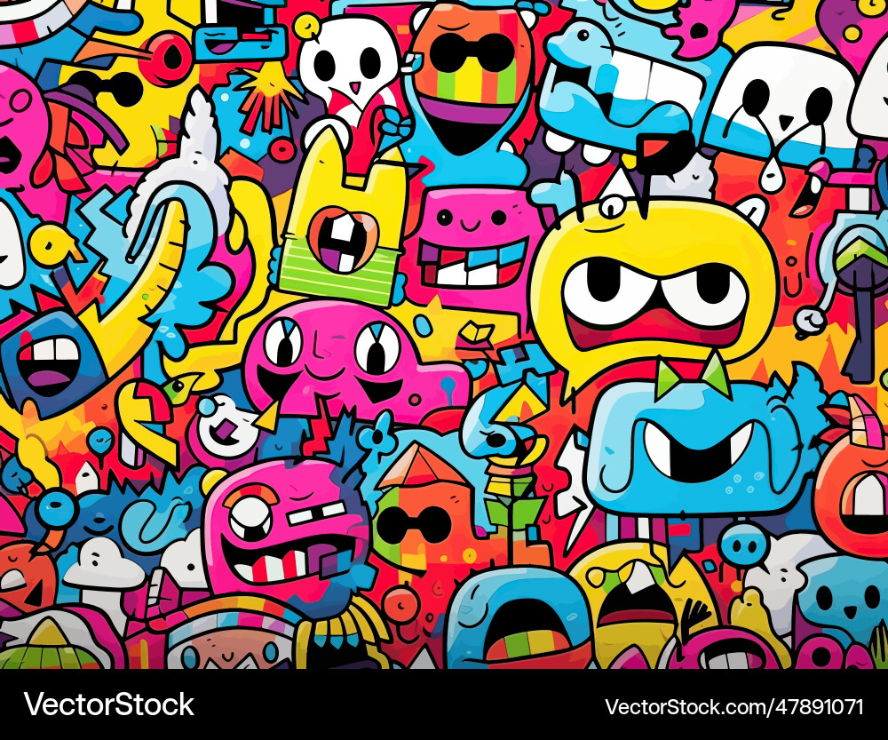 Image of a pattern with monsters Vector Image