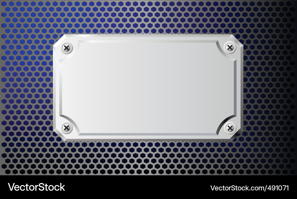 Metal Badge with Hexagonal Grid Vector Image