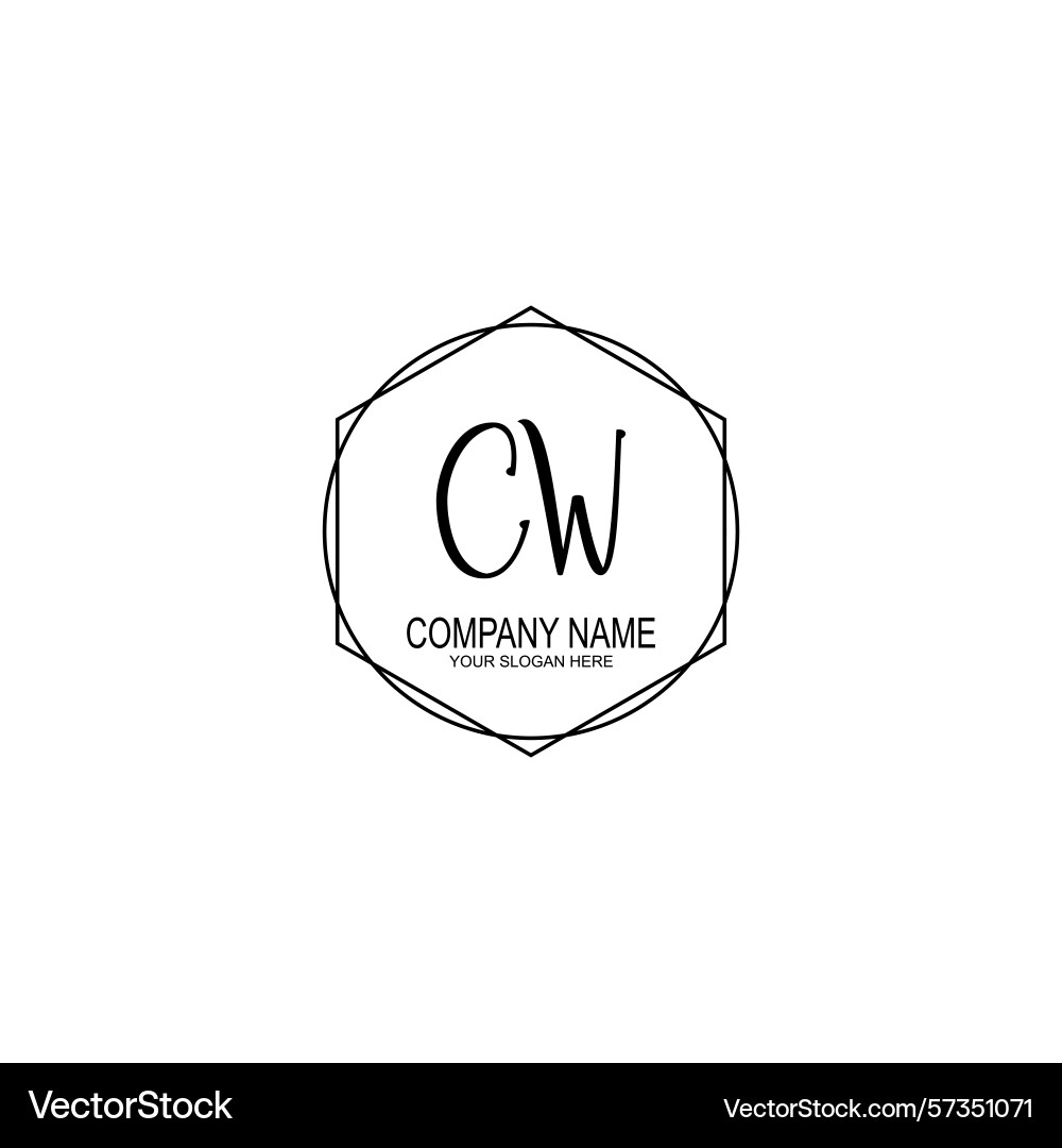 Minimalist handwritten cw initial logos with soft Vector Image