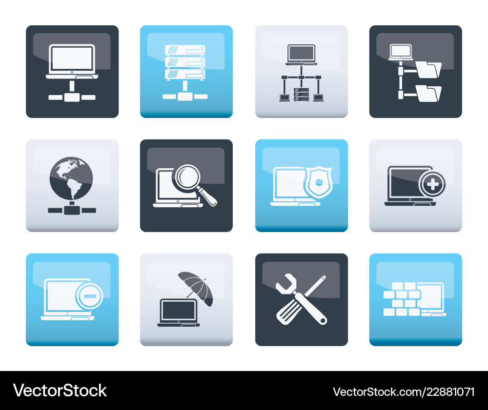 Network server and hosting icons Network server and hosting icons vector image