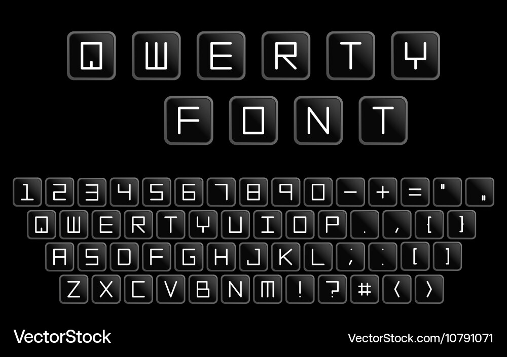 Qwerty minimalistic alphabet similar to computer vector image