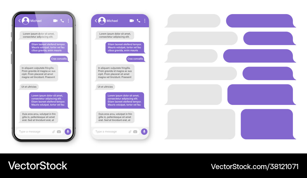 Realistic smartphone with messaging app blank sms Realistic smartphone with messaging app blank sms vector image