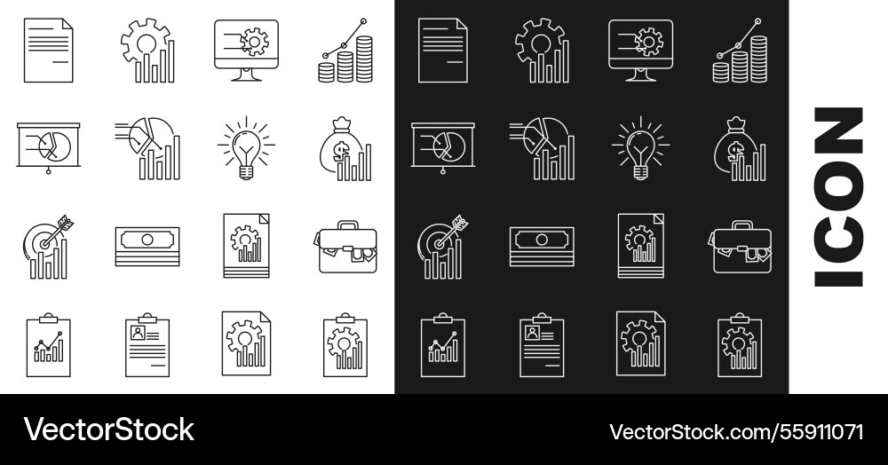 Set line clipboard with graph chart briefcase Set line clipboard with graph chart briefcase vector image