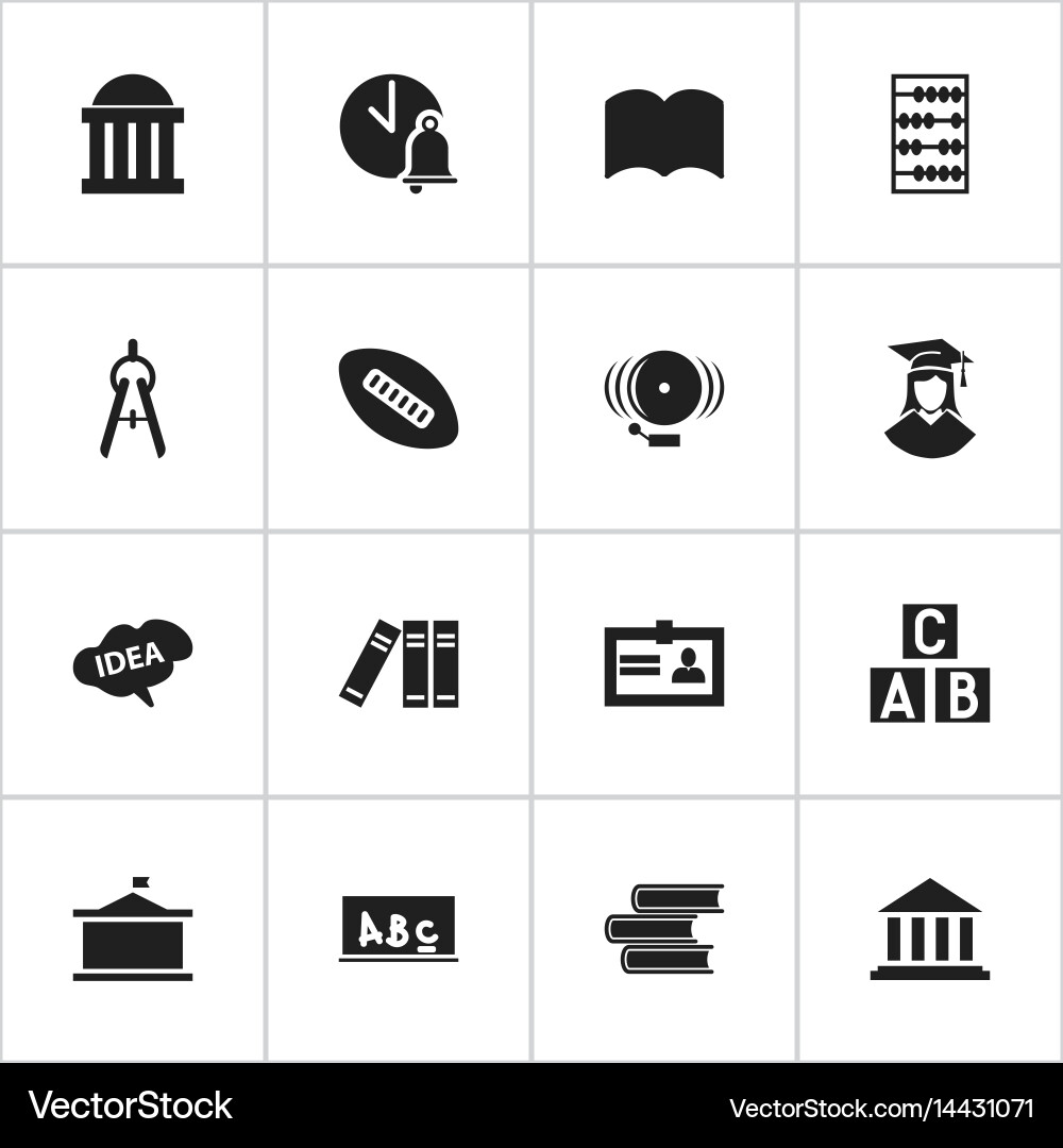 Set of 16 editable university icons includes vector image