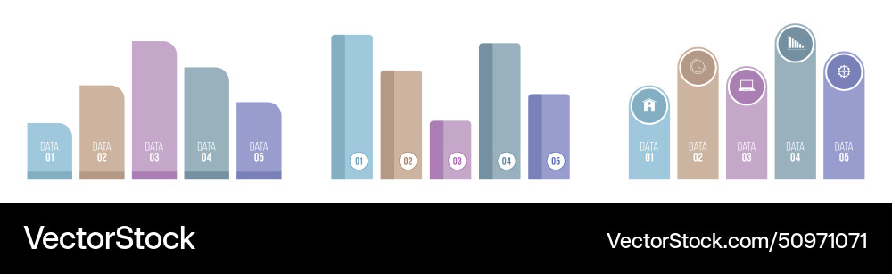 Set of infographic design template with columns Set of infographic design template with columns vector image