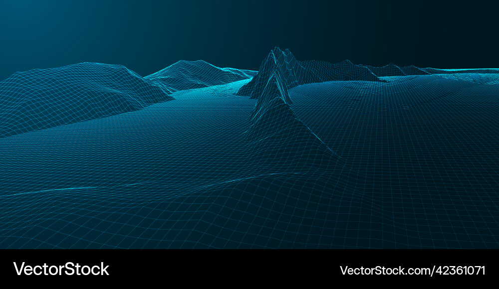 Surreal banner design with abstract wireframe vector image