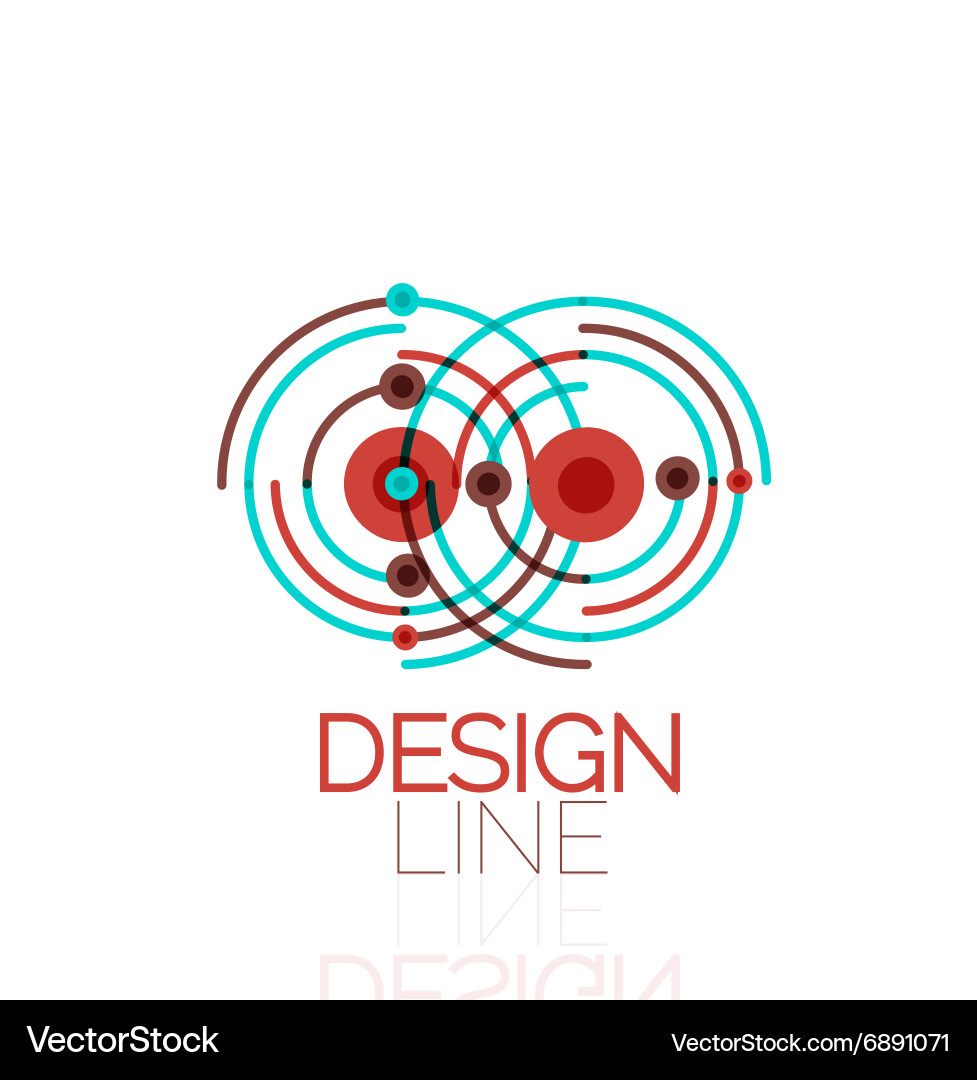 Swirl and circles outline minimal abstract vector image