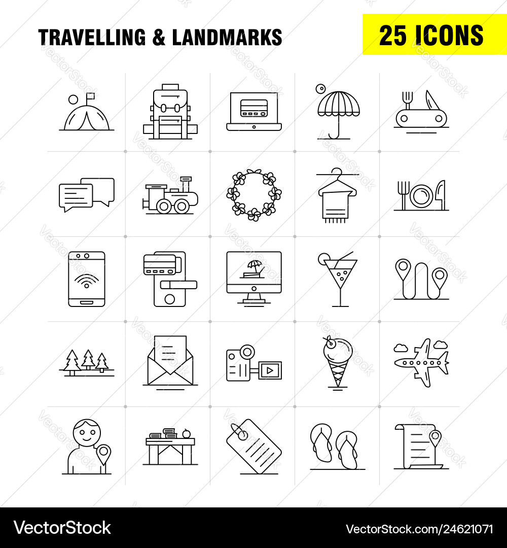 Travelling and landmarks line icon for web print Travelling and landmarks line icon for web print vector image