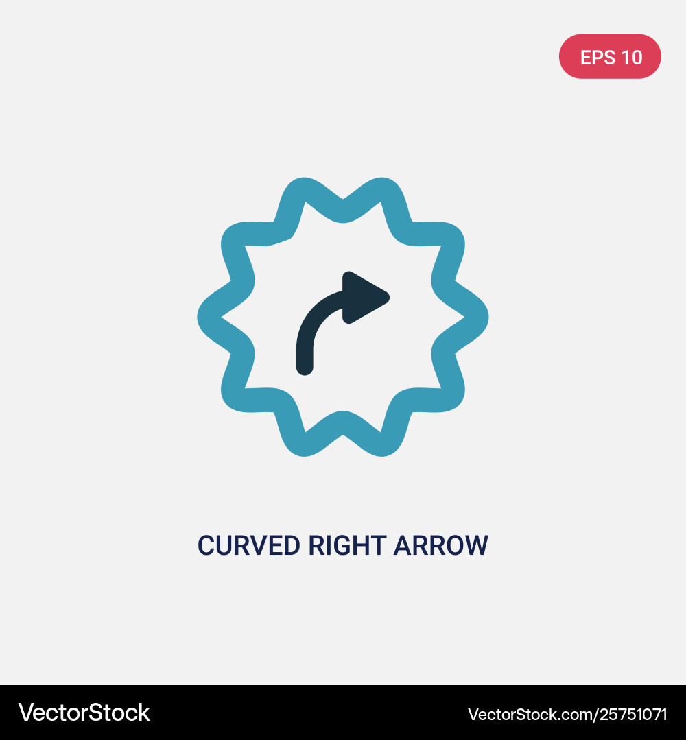 Two color curved right arrow icon from user Two color curved right arrow icon from user vector image