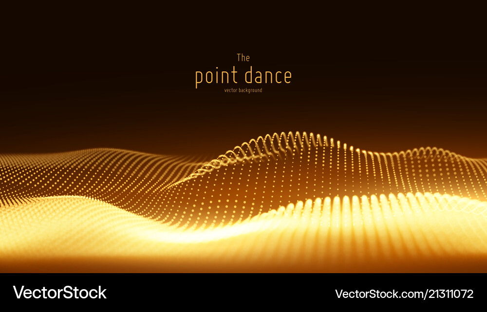 Abstract golden particle wave points array Abstract golden particle wave points array vector image