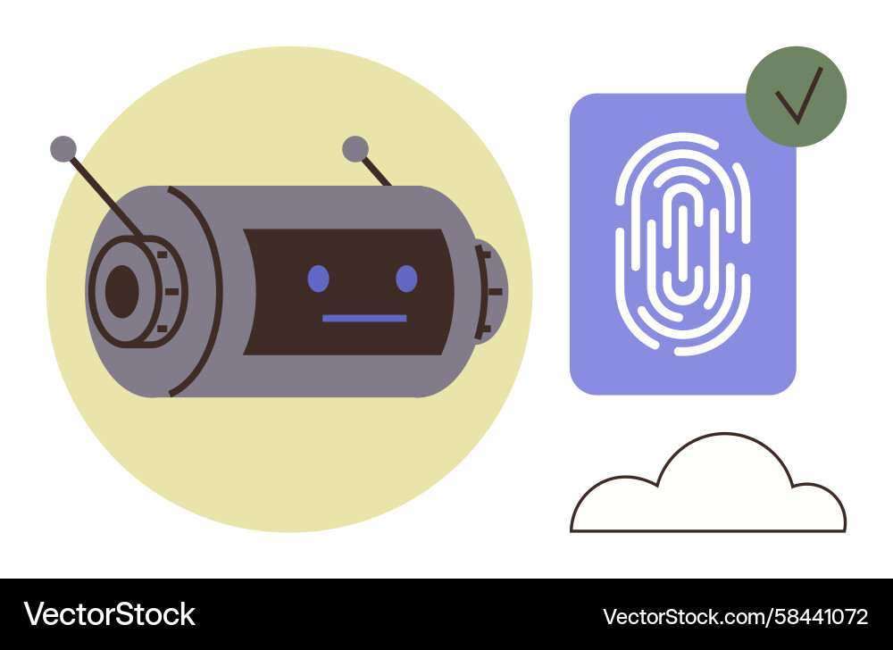 AI Security Robot with Fingerprint Scan Vector Image