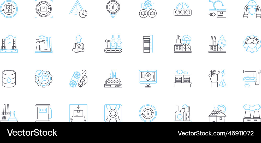 Automated industry linear icons set robotics Automated industry linear icons set robotics vector image