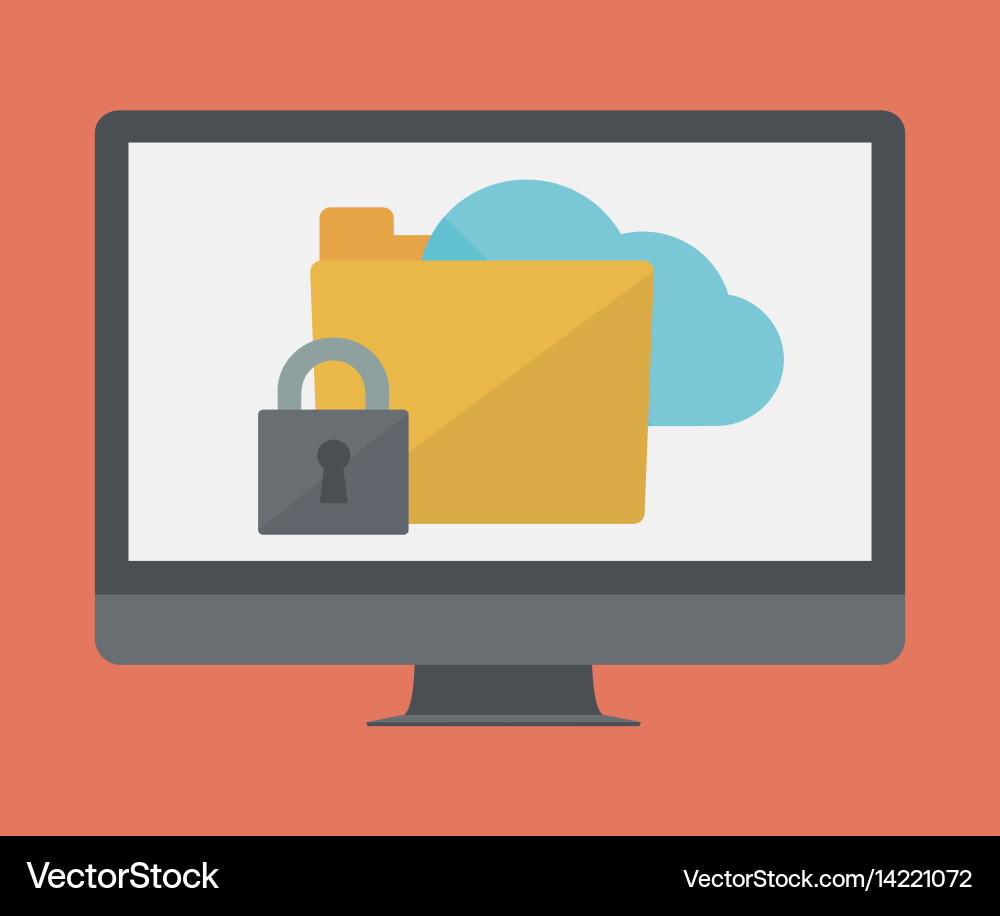 Computer and security system design vector image