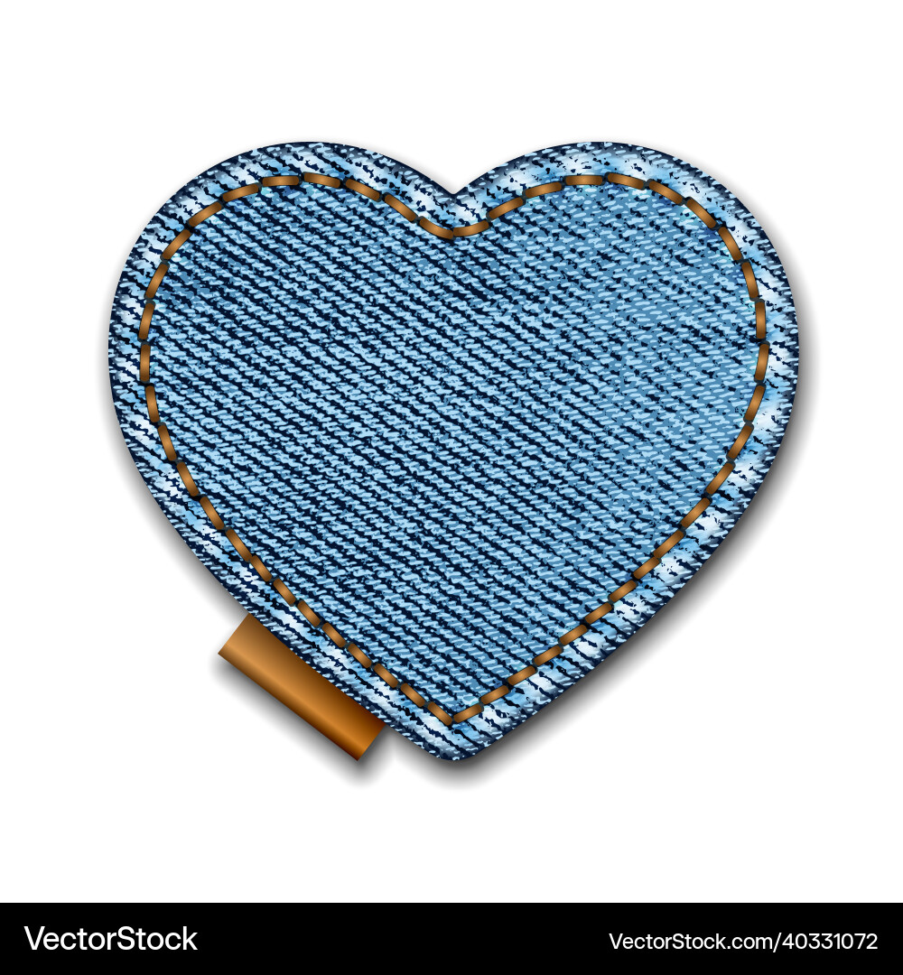 Denim heart shape with stitches jeans patch Denim heart shape with stitches jeans patch vector image