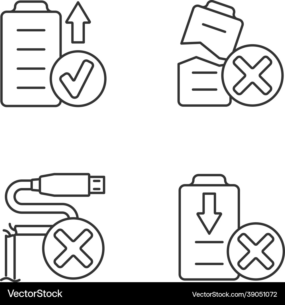 Drone performance linear manual label icons set Drone performance linear manual label icons set Vector Image