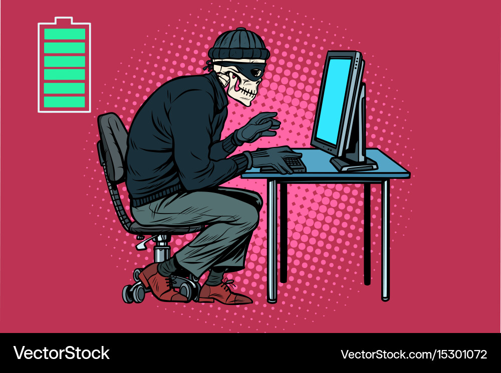 Hacked Skeleton Hacker Vector Image