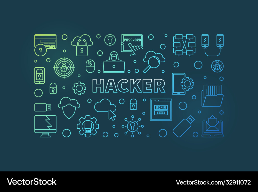 Hacker colorful concept thin line Hacker colorful concept thin line vector image