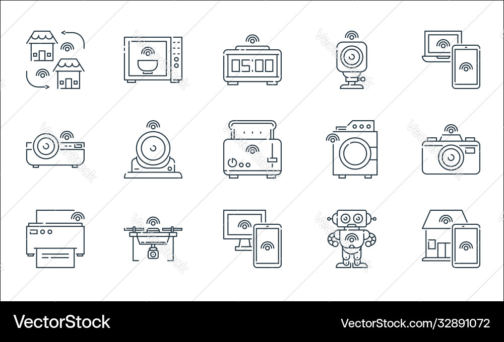 Internet things line icons linear set quality Internet things line icons linear set quality vector image